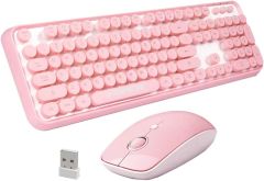 Teclado y Mouse Inalámbrico Rosa Fopett, Caja Dañada, 99999900280467, 8.3