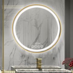 Espejo de Baño Con Luz Led Redondo Dorado, Caja Dañada, 99999900288824, 12
