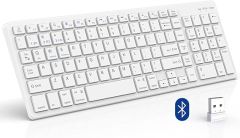 Teclado Inalámbrico Bluetooth Bamcoo Blanco, Caja Dañada, 1, 99999900277163