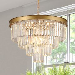 Candelabro Moderno de Cristal Dorado 24 Pulgadas, Caja Dañada, 99999900283923, 2.2