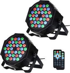 Set 2 Luces de DJ escenario con control remoto activado por sonido y control DMX; Caja Dañada; 99999900289051; 2.2
