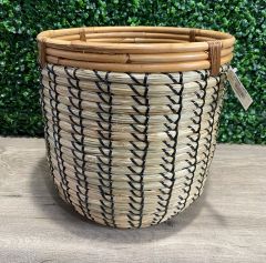 Canasta de Mimbre con Borde de Bambu 29x29cm #13, Sin Empaque, Detalle de Fabrica en un Costado Ver Foto, 15, 99999900234727